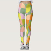 Mid Century Modern Bright, kleurrijk, vers geometr Leggings (Voorkant)