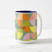 Mid Century Modern Bright, kleurrijk, vers geometr Tweekleurige Koffiemok (Voorkant rechts)