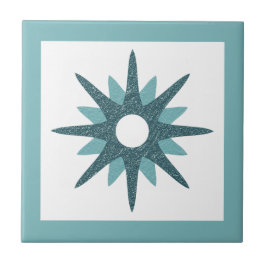 Mid-Century Modern Bright Turquoise Starburst Tegeltje