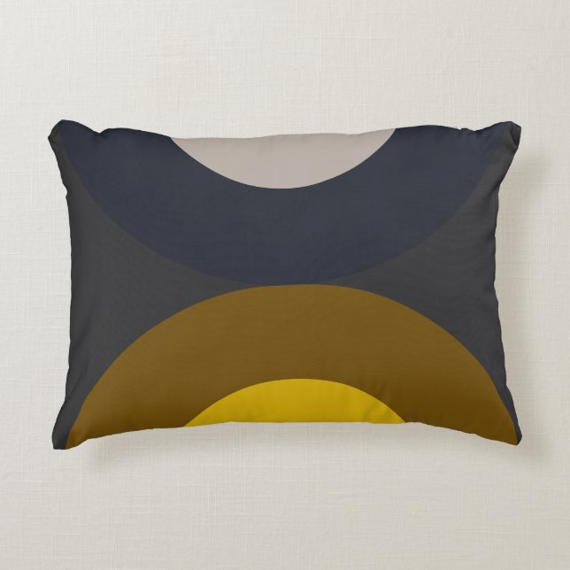 Mid-Century Modern Bronze Mustard Thunder Accent Kussen (Voorkant)