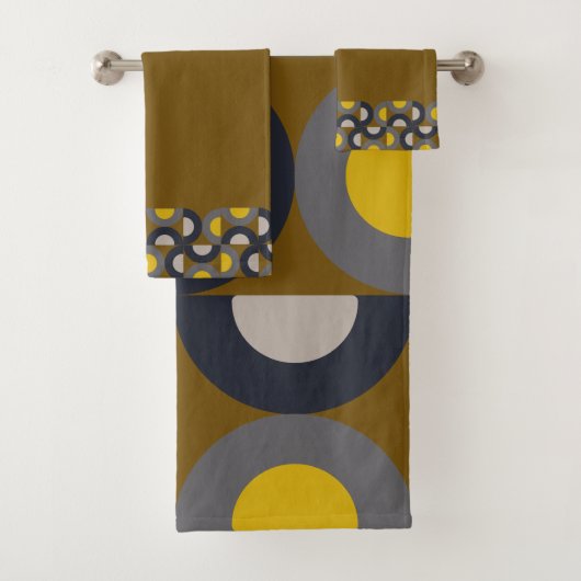 Mid-Century Modern Bronze Mustard Thunder Bad Handdoek (Insitu)