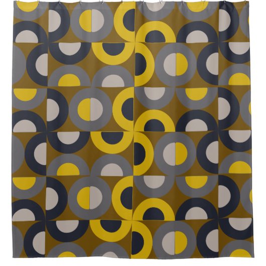 Mid-Century Modern Bronze Mustard Thunder Douchegordijn (Voorkant)