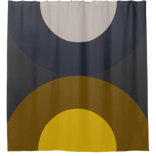 Mid-Century Modern Bronze Mustard Thunder Douchegordijn (Voorkant)