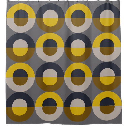 Mid-Century Modern Bronze Mustard Thunder Douchegordijn (Voorkant)