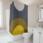 Mid-Century Modern Bronze Mustard Thunder Douchegordijn (In situ)