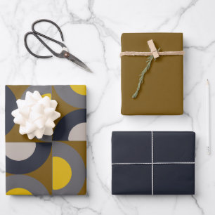 Mid-Century Modern Bronze Mustard Thunder Inpakpapier Vel