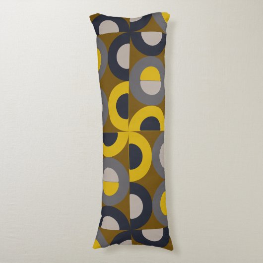 Mid-Century Modern Bronze Mustard Thunder Lichaamskussen (Voorkant Verticaal)