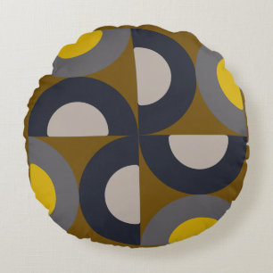 Mid-Century Modern Bronze Mustard Thunder Rond Kussen