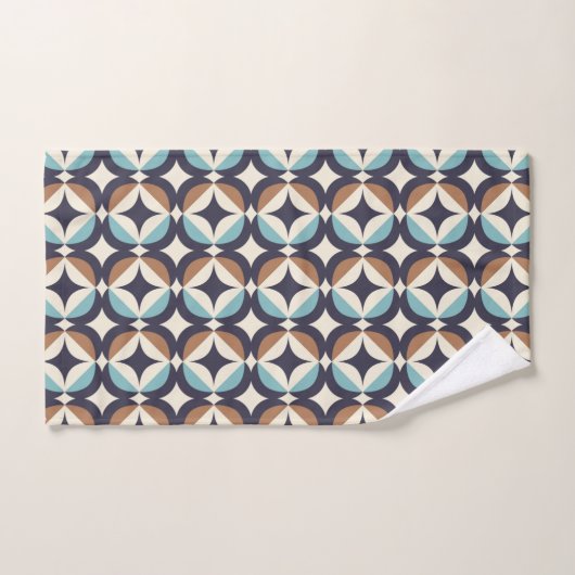 Mid-Century Modern Brown & Blauwgroen Pattern Bad Handdoek (Handdoek)