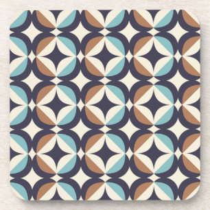Mid-Century Modern Brown & Blauwgroen Pattern Bier Onderzetter