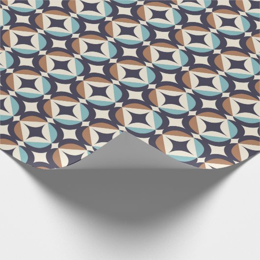 Mid-Century Modern Brown & Blauwgroen Pattern Cadeaupapier (Hoek)