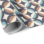 Mid-Century Modern Brown & Blauwgroen Pattern Cadeaupapier (Rol Hoek)