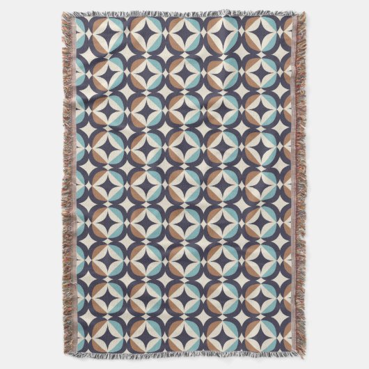 Mid-Century Modern Brown & Blauwgroen Pattern Deken (Voorkant Verticaal)