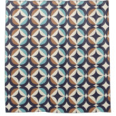 Mid-Century Modern Brown & Blauwgroen Pattern Douchegordijn (Voorkant)