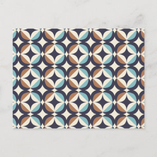 Mid-Century Modern Brown & Blauwgroen Pattern Feestdagenkaart