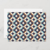 Mid-Century Modern Brown & Blauwgroen Pattern Feestdagenkaart (Voorkant / Achterkant)