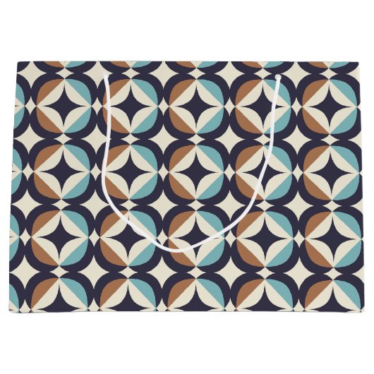 Mid-Century Modern Brown & Blauwgroen Pattern Groot Cadeauzakje (Voorkant)