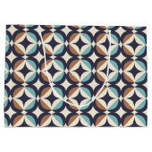 Mid-Century Modern Brown & Blauwgroen Pattern Groot Cadeauzakje (Achterkant)
