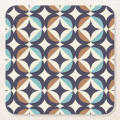 Mid-Century Modern Brown & Blauwgroen Pattern Kartonnen Onderzetters (Voorkant)