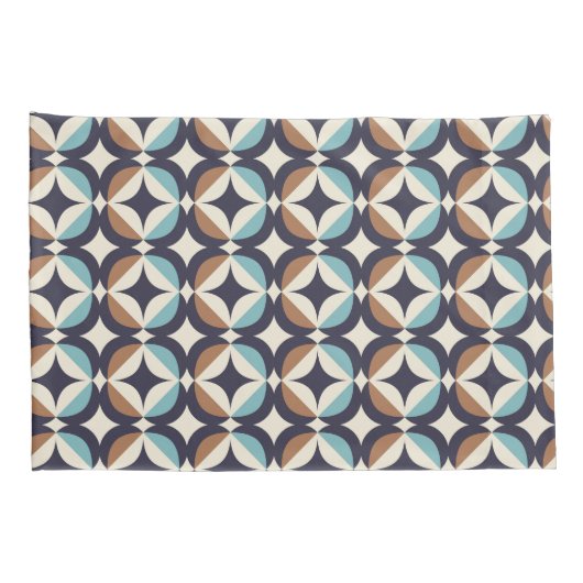 Mid-Century Modern Brown & Blauwgroen Pattern Kussensloop (Achterkant-Rechts)