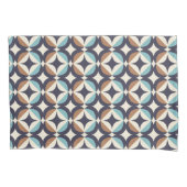 Mid-Century Modern Brown & Blauwgroen Pattern Kussensloop (Voorkant-Links)