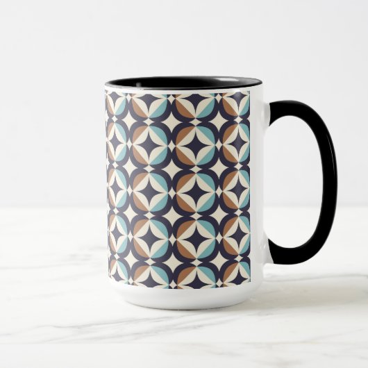 Mid-Century Modern Brown & Blauwgroen Pattern Mok (Rechts)