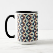 Mid-Century Modern Brown & Blauwgroen Pattern Mok (Links)