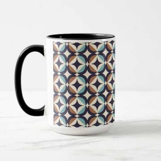 Mid-Century Modern Brown & Blauwgroen Pattern Mok (Links)