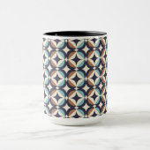 Mid-Century Modern Brown & Blauwgroen Pattern Mok (Midden)