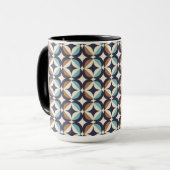 Mid-Century Modern Brown & Blauwgroen Pattern Mok (Voorkant links)