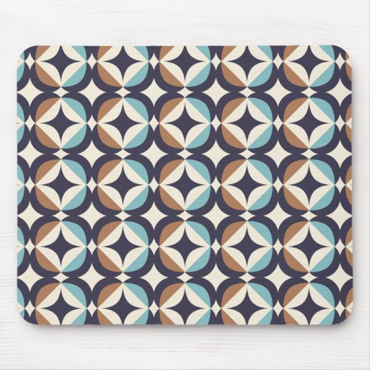 Mid-Century Modern Brown & Blauwgroen Pattern Muismat (Voorkant)