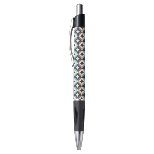 Mid-Century Modern Brown & Blauwgroen Pattern Pen (Top (Verticaal))