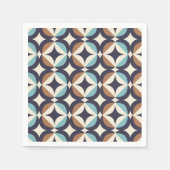 Mid-Century Modern Brown & Blauwgroen Pattern Servet (Voorkant)