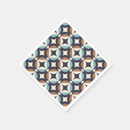 Mid-Century Modern Brown & Blauwgroen Pattern Servet (Hoek)