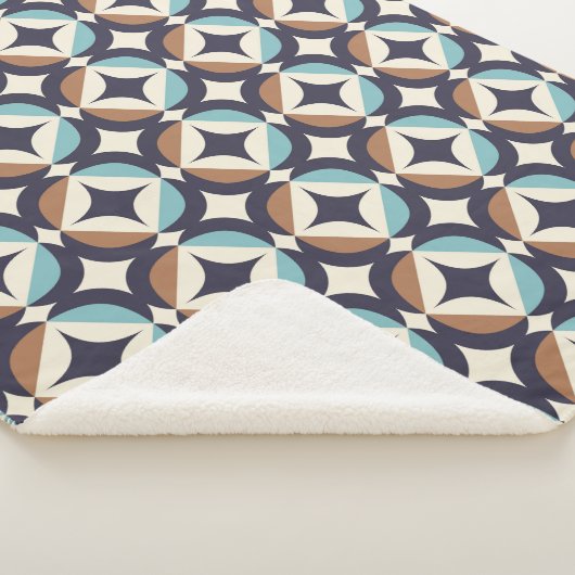 Mid-Century Modern Brown & Blauwgroen Pattern Sherpa Deken (3/4)