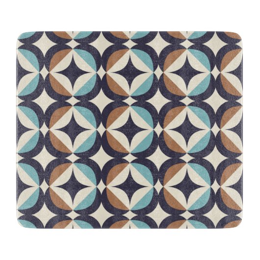 Mid-Century Modern Brown & Blauwgroen Pattern Snijplank (Voorkant)