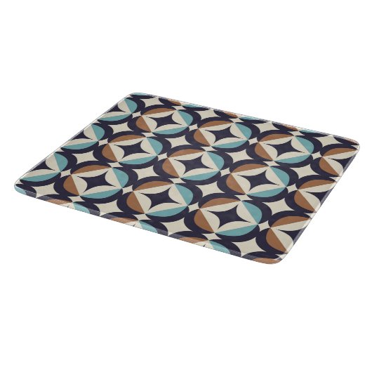 Mid-Century Modern Brown & Blauwgroen Pattern Snijplank (Hoek)