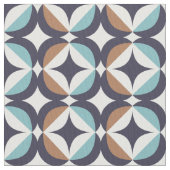 Mid-Century Modern Brown & Blauwgroen Pattern Stof (Close Up)