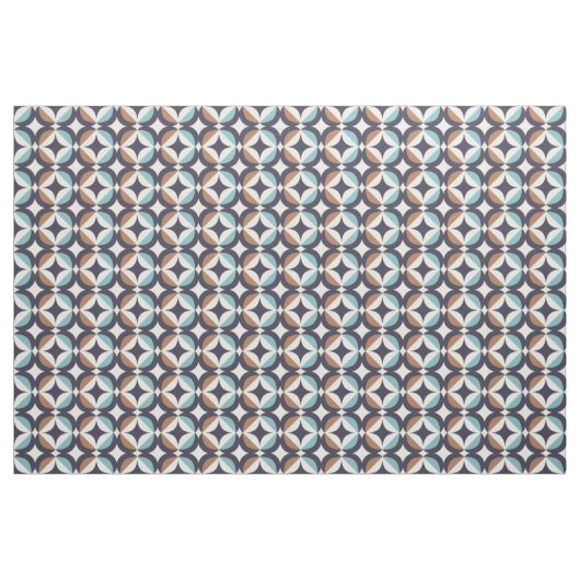 Mid-Century Modern Brown & Blauwgroen Pattern Stof (Fat Quarter)