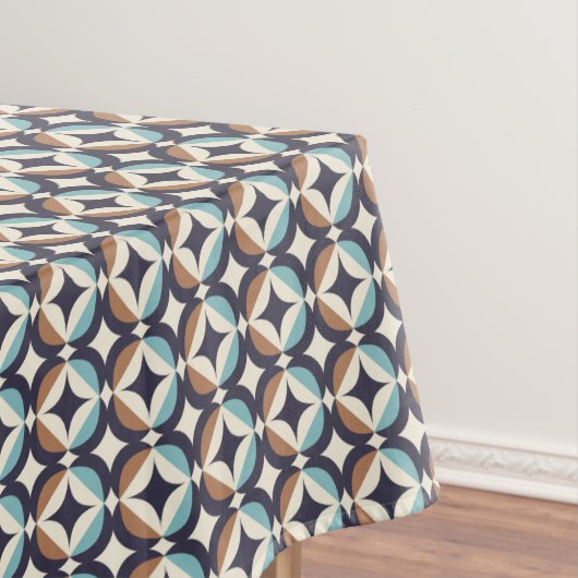 Mid-Century Modern Brown & Blauwgroen Pattern Tafelkleed (Voorbeeld)