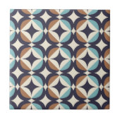 Mid-Century Modern Brown & Blauwgroen Pattern Tegeltje (Voorkant)