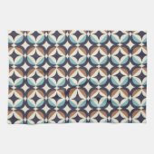 Mid-Century Modern Brown & Blauwgroen Pattern Theedoek (Horizontaal)