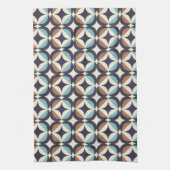 Mid-Century Modern Brown & Blauwgroen Pattern Theedoek (Verticaal)