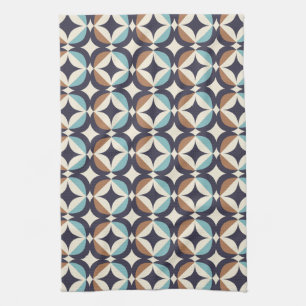 Mid-Century Modern Brown & Blauwgroen Pattern Theedoek