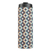 Mid-Century Modern Brown & Blauwgroen Pattern Thermosbeker (Voorkant)