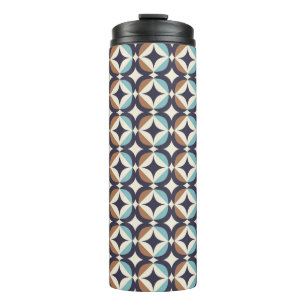 Mid-Century Modern Brown & Blauwgroen Pattern Thermosbeker