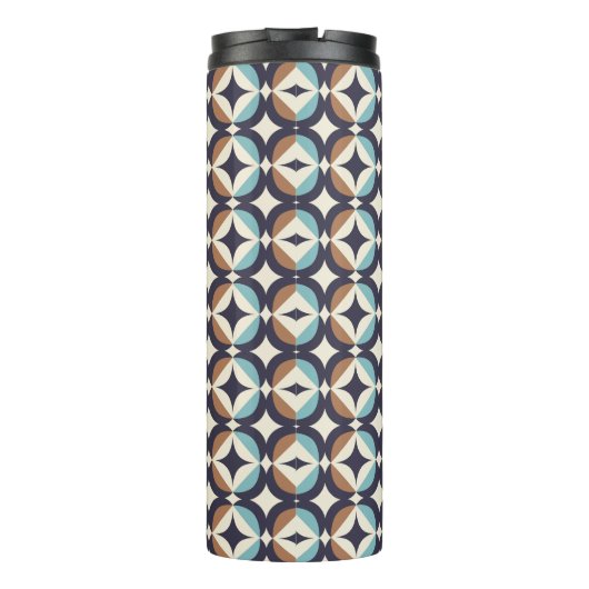 Mid-Century Modern Brown & Blauwgroen Pattern Thermosbeker (Achterkant)