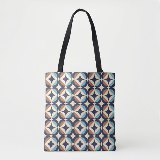 Mid-Century Modern Brown & Blauwgroen Pattern Tote Bag (Voorkant)