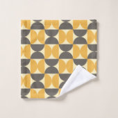 Mid-Century Modern Brown & Gold Pattern Bad Handdoek (Wasdoekje)