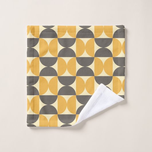 Mid-Century Modern Brown & Gold Pattern Bad Handdoek (Wasdoekje)